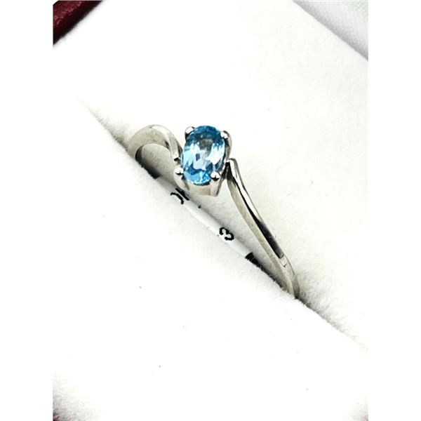 10KT White Gold Natural Blue Topaz (0.23ct) Ring, Size 5.5, W/A $780.00.