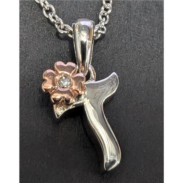 $55, SILVER(2.2g), GENUINE DIAMOND (0.015ct)NECKLACE 16-18", retail value $55