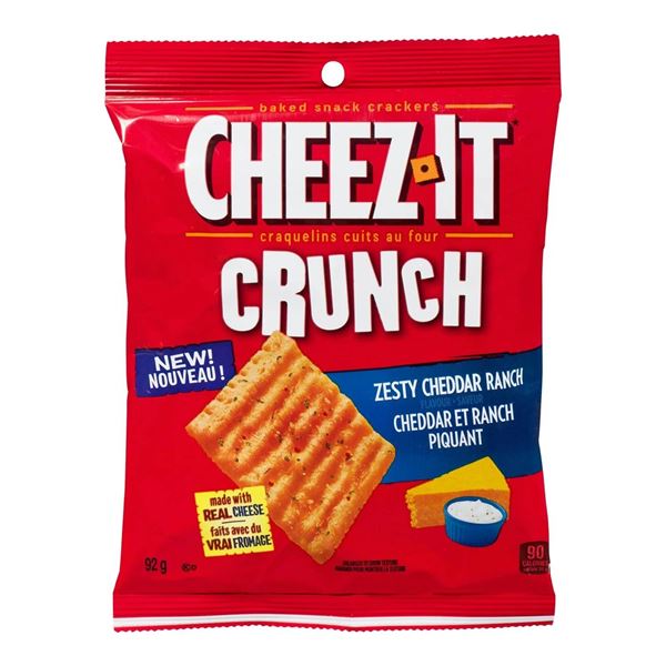 Cheez-It Crunch Zesty Cheddar Ranch Crackers 6 Pack of 92g Each