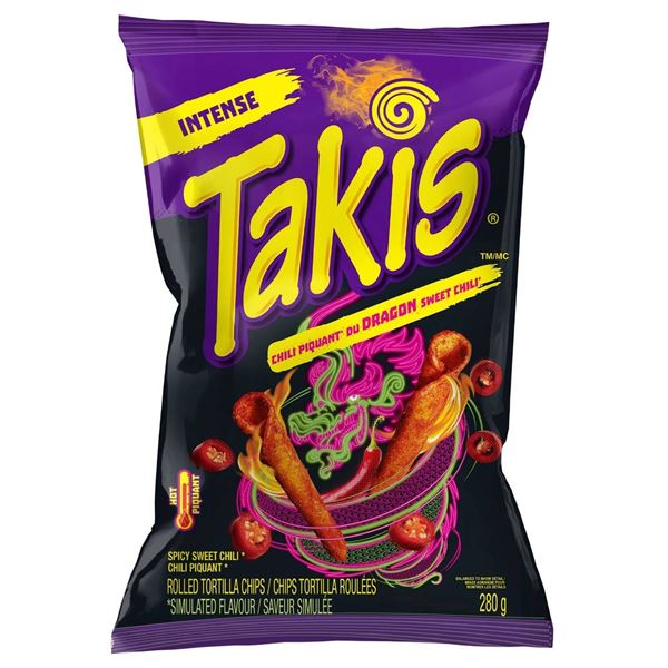 Takis Intense Chili Dragon Sweet Chili Rolled Tortilla Chips 90g (18 Bags)