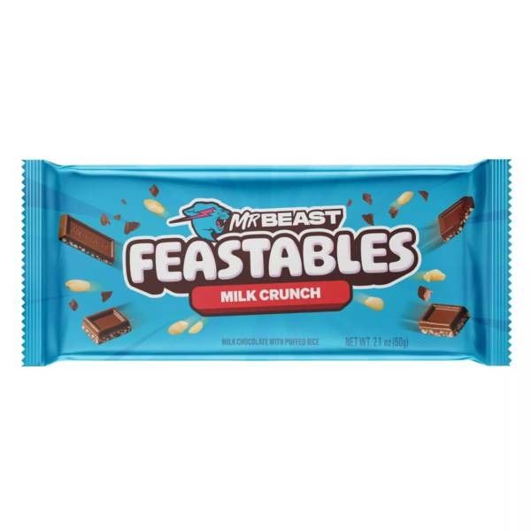 Mr Beast, Feastables Chocolate bar, Milk Crunch, 10 x 60g