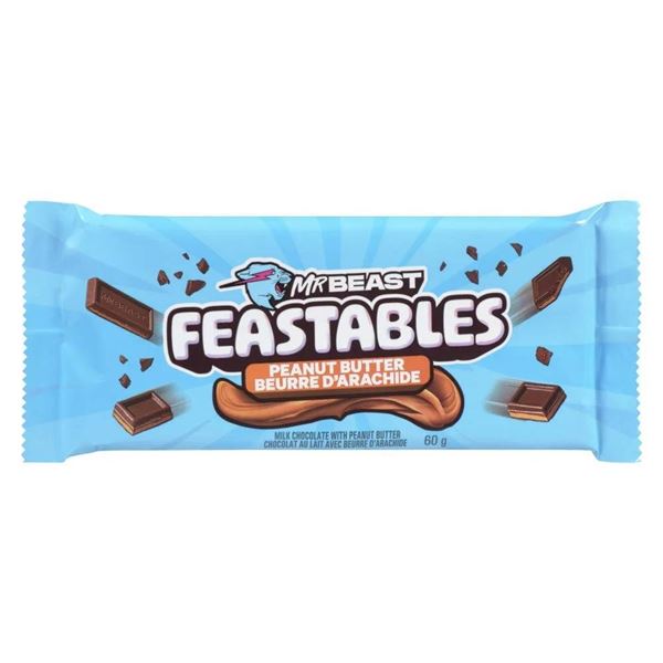 Mr Beast, Feastables Chocolate Peanut Butter Bars, 10 x 60g Bars