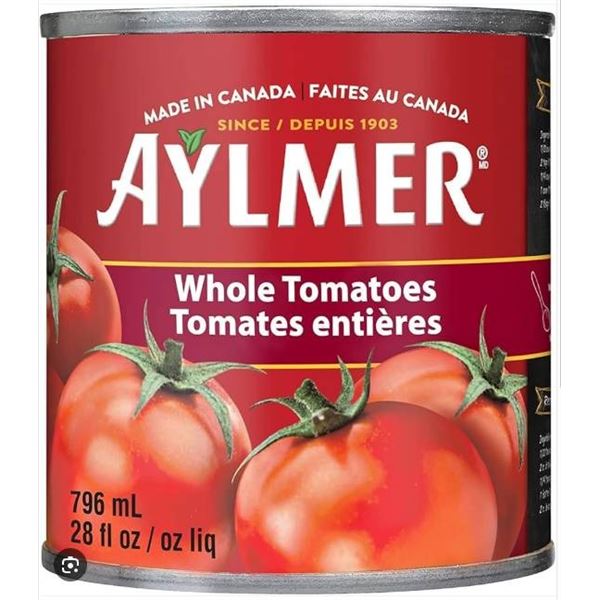 Aylmer Whole Tomatoes 8 Cans x 796 mL Non-GMO BPA-Free