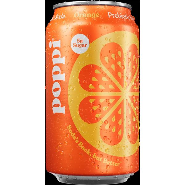 Poppi Orange Soda 355mL Cans, Pack of 12