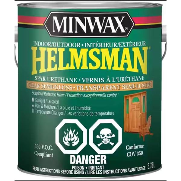 Minwax Helmsman Spar Urethane, Semi-Gloss, 2 x 3.78L Cans