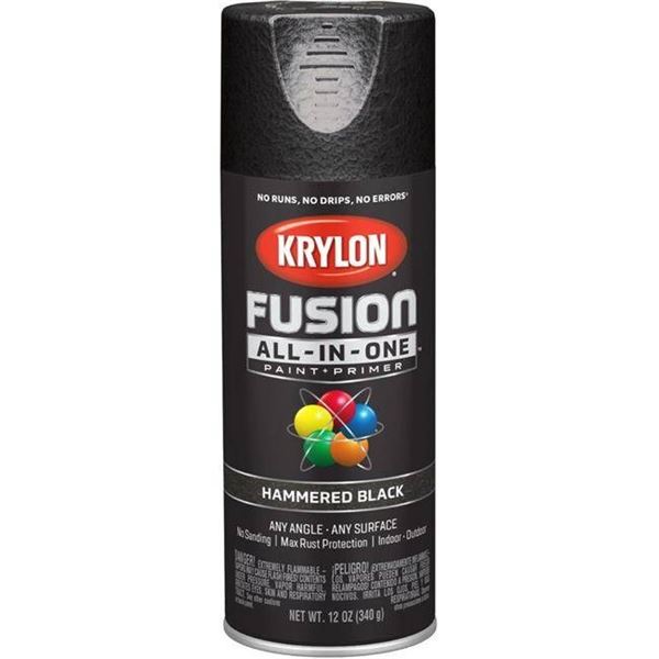 Krylon Fusion All-In-One Spray Paint and Primer, Hammered Black, 340g, Lot of 6