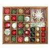 Image 1 : 78-Piece Set of Green, Red and White Assorted Holiday Ornaments