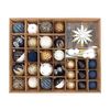 Image 1 : 78-Piece Set of Blue, Gold and White Assorted Holiday Ornaments