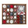 Image 1 : 78-Piece Set of Red, Gray and White Assorted Holiday Ornaments