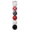 Image 1 : Lot of 4 – 6 Shatter-Resistant Ornaments in Red, White, Black, and Silver