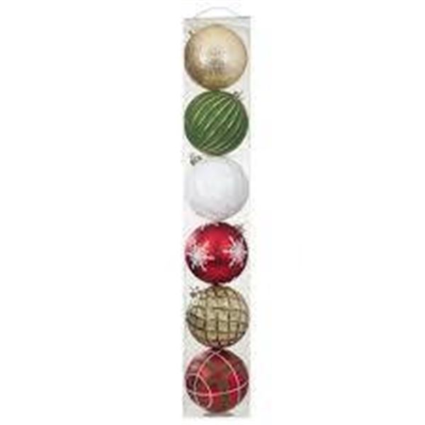 Lot of 4 – 6 Shatter-Resistant Ornaments in Red, Green, White, and Gold