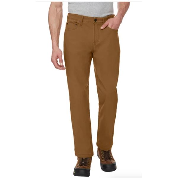 CAT Men’s Fleece Lined Canvas Pants, 34×30, Brown