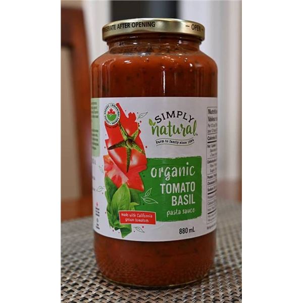 Lot of 2 Simply Natural Organic Tomato Basil Pasta Sauce 880mL Each