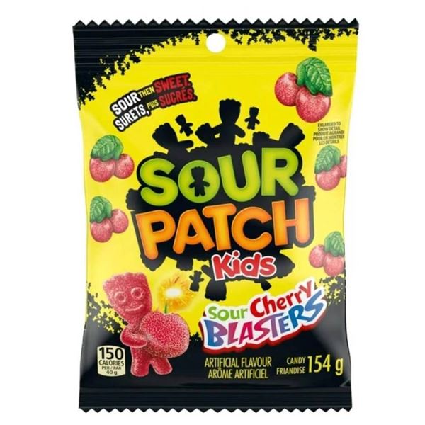 Lot of 12 – Sour Patch Kids Sour Cherry Blasters 154g Candy