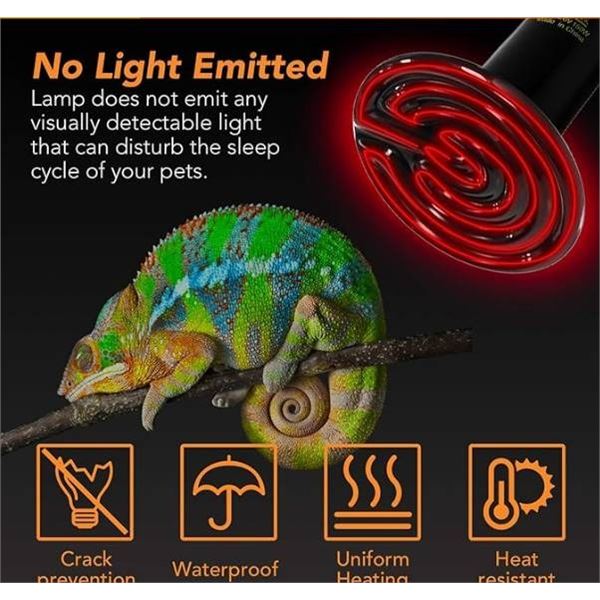 25W 110V E27 Black Ceramic Heat Lamp for Pets