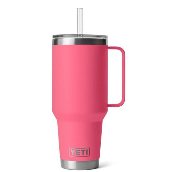 YETI Rambler 42 Oz Straw Mug in Tropical Pink with Stainless Steel Build
