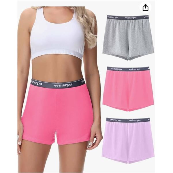 Wirarpa Women’s Cotton Lounge Shorts, 3-Pack, Size Large