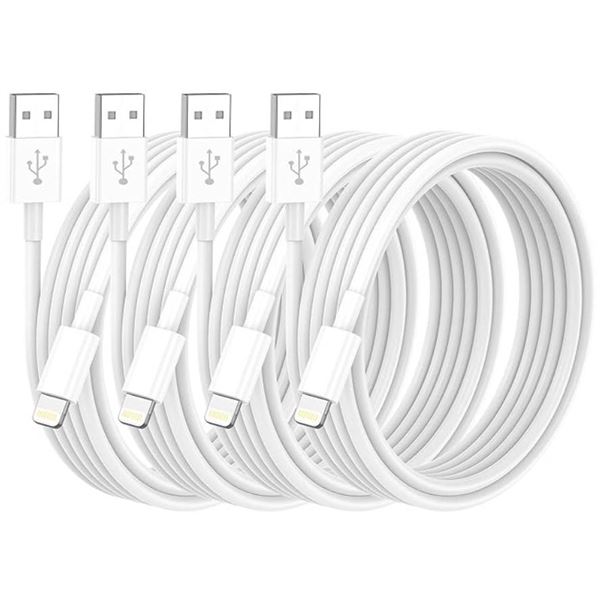 Apple MFi Certified 4-Pack iPhone Charger Cables, USB A to Lightning