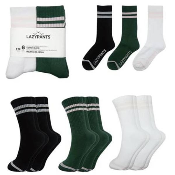 Lazypants Women’s Premium Cotton Blend Socks, 6 Pairs, Size 5-10