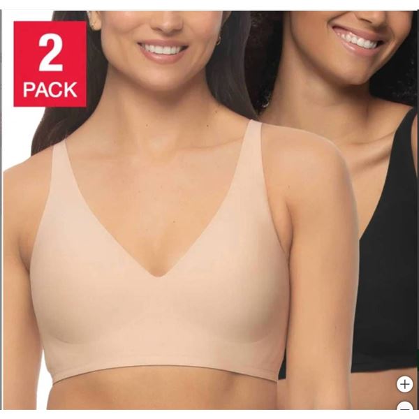 Buffalo David Bitton Wire-Free Seam-Free Wireless Bra 2 Pack, Size S/P