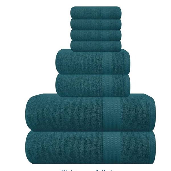 GLAMBURG Ultra Soft 8-Piece Towel Set – 100% Pure Ringspun Cotton, Contains 2 Oversized Bat