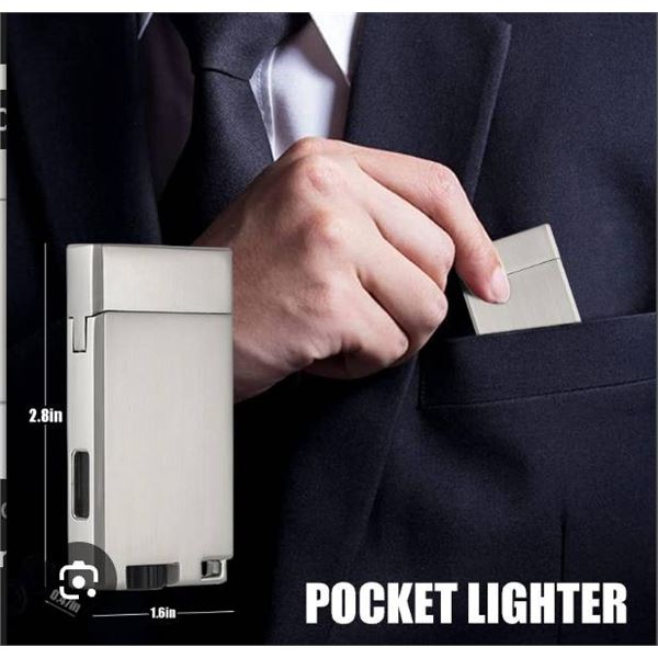 Package of Two Silver Butane Torch Lighters with Case