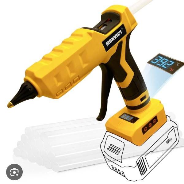 Monvict MC-S810 Digital Display Cordless Glue Gun, Yellow With Glue Sticks
