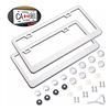 Image 1 : JALCH Set of 2 License Plate Holders in White 8K Mirror Stainless Steel Fits Canadian Plates