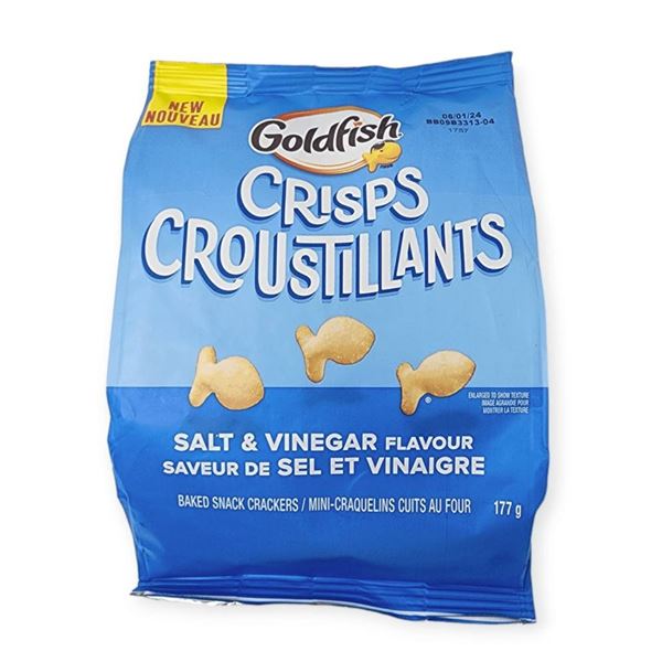 Lot of 14 – Goldfish Crisps Salt and Vinegar Flavor Baked Snack Crackers, 177g