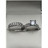 Image 1 : Silver .925 Ladies double wedding ring 1.0 carat solitaire set