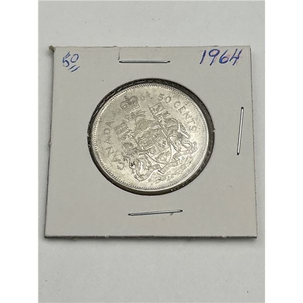1964 Canada 50 Cent Silver Coin with Queen Elizabeth II