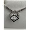 Image 1 : Sterling Silver .75 Carat Solitaire Pendant in Geometric Setting