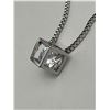 Image 4 : Sterling Silver .75 Carat Solitaire Pendant in Geometric Setting