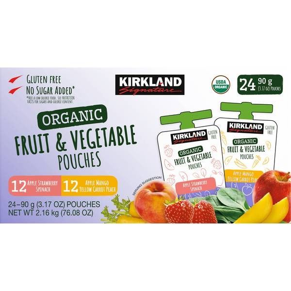 Kirkland Organic Fruit And Vegetable Pouches – 24 Count