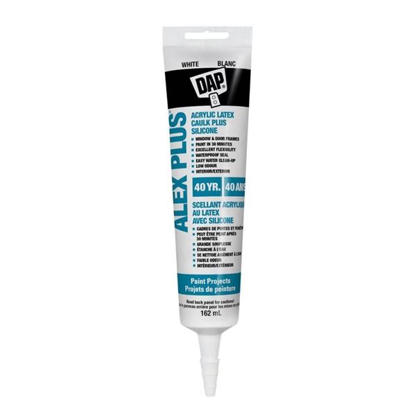 DAP Alex Plus Acrylic Latex Caulk Plus Silicone, 162 mL, Lot of 4