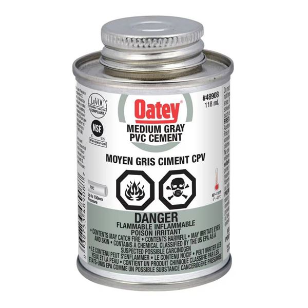 Oatey Medium Grey One Step PVC Cement (8 Cans)