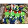 Image 2 : Green and Blue Rope Tug Toys with Tennis Balls, Set of 4