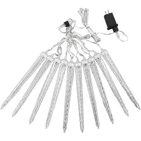 Pure White LED Cascading Icicles Set