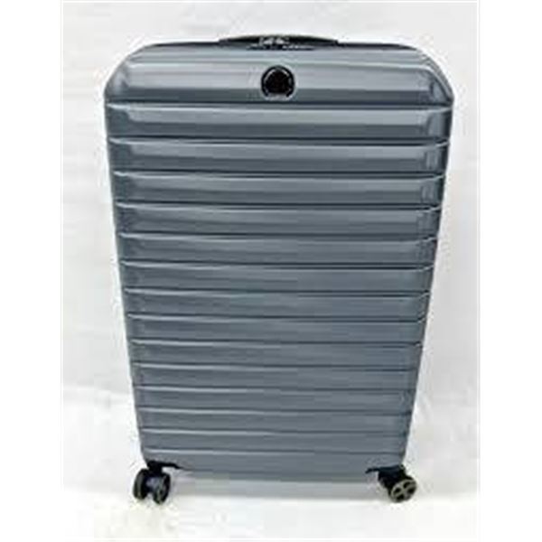 Gray Hard-Shell Rolling Suitcase with Four Wheels
