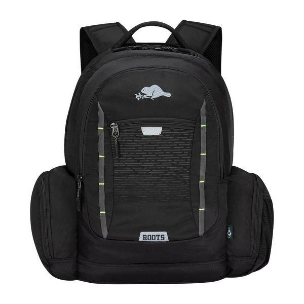 Roots Black Backpack With Multiple Compartments