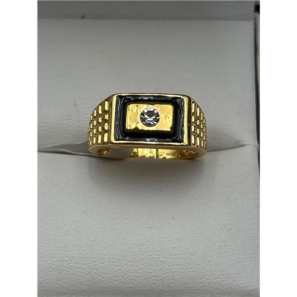 Gents 14K GP Solitaire Dress Ring