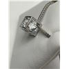 Image 2 : Silver cube solitaire .60 Carat Pendant & Chain Set