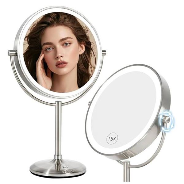 VESAUR Magnifying Mirror with LED Light and Adjustable Brightness