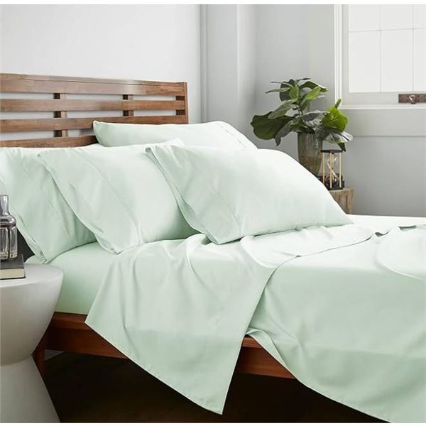 6pc Queen 400-Thread Count Cotton Sheet Set in Light Green