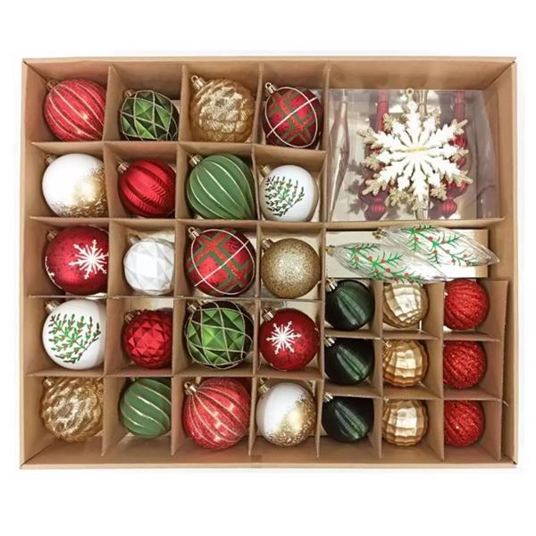 78-Piece Set of MULTI COLORED Assorted Holiday Ornaments with Snowflake