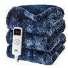 Image 1 : EHEYCIGA Faux Fur Heated Blanket Navy Blue Full Size