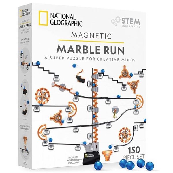 National Geographic Magnetic Marble Run – 150-Piece STEM Building Set