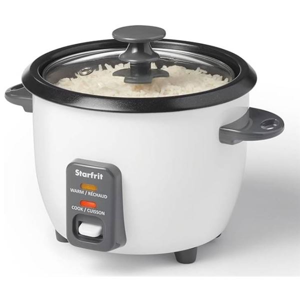 Starfrit Electric Rice Cooker – 6 Cups – Steamer Basket, Measuring Cup & Service S