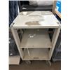 Image 1 : White Metal Utility Cart with Three Shelves and Wheels 37″T x 22″W x 22″D