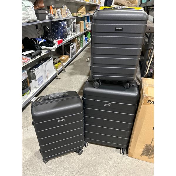 Pack & Fly 3-Piece Black Edition Luggage Set with 20in, 24in, 28in Sizes
